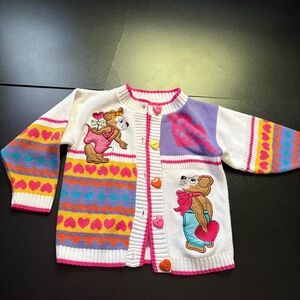 vintage Storybook‎ Knits Schoolhouse Cardigan kids size 4 tag-less embroidered